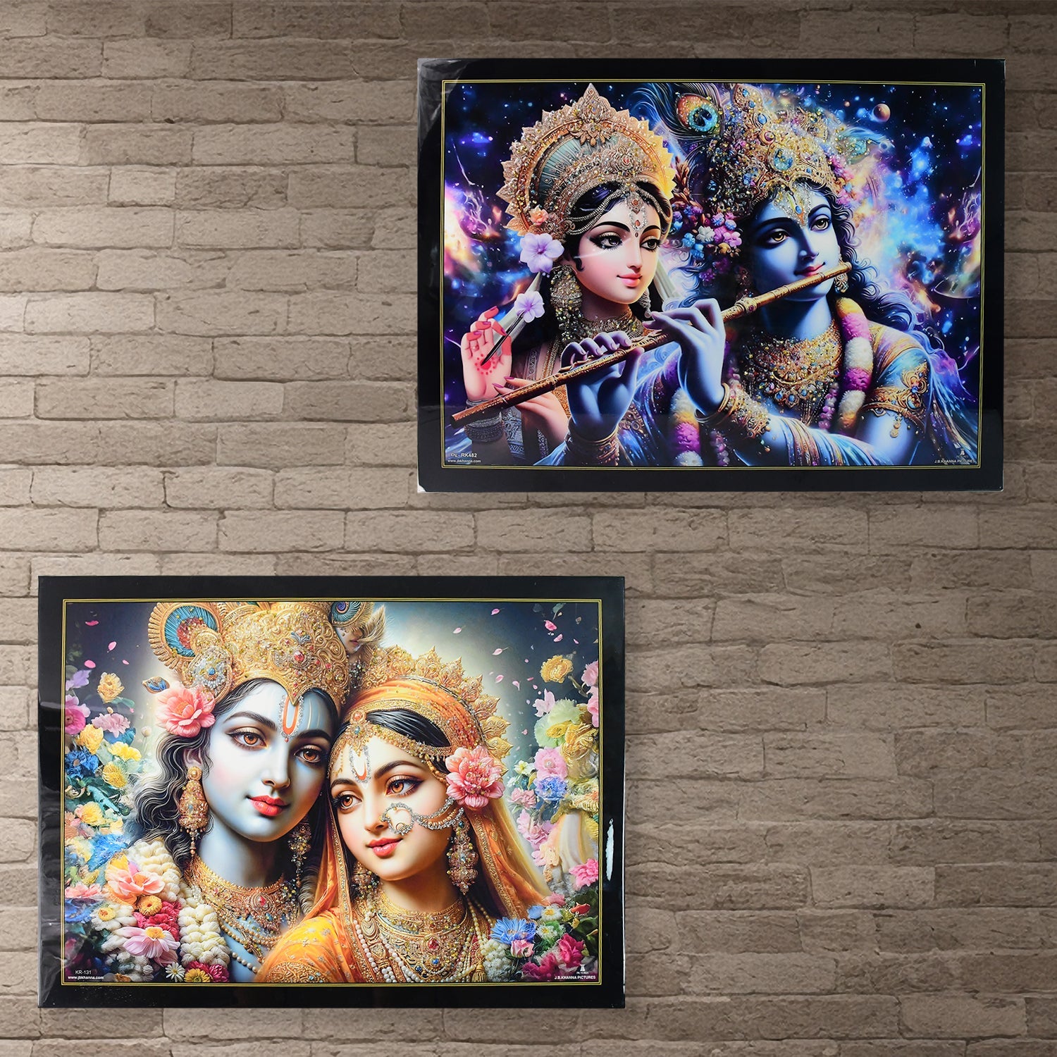 Lord Krishna and Radha Wall Painting with Wooden Frame 60x45 Cm Approx (1 Pc / Mix Design) Lord Krishna and Radha Wall Painting with Wooden Frame 60x45 Cm Approx (1 Pc / Mix Design)